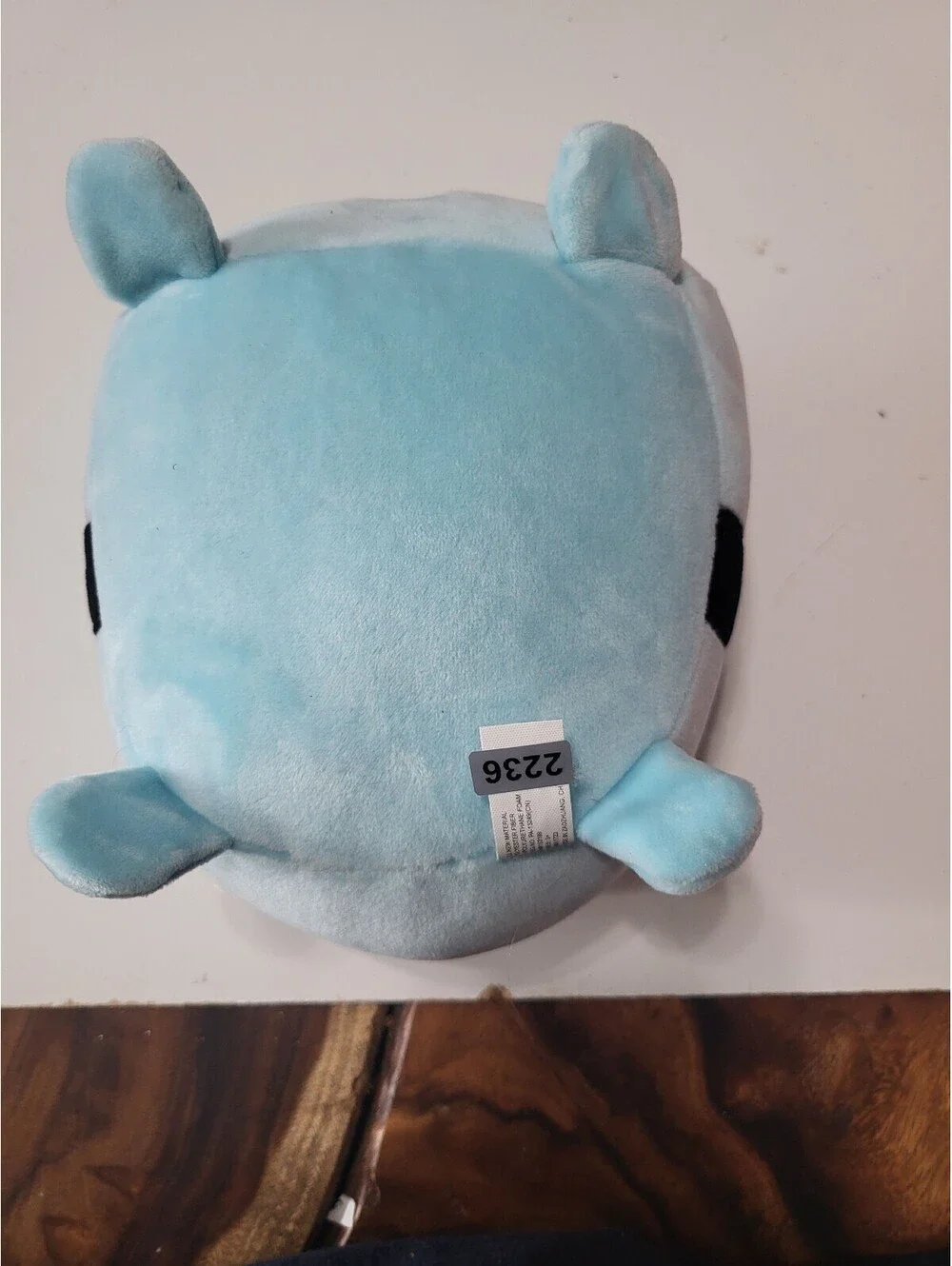 Kawaii Blue Mochi Cat Plush w/ Red Backpack – Soft Squishy Cute Toy